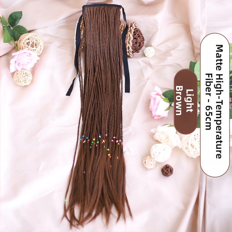 Perucă cu coadă împletită – model Braid Ponytail, fir termorezistent, Skin Beauty Wig, pentru femei, potrivită pentru orice formă a feței, nu pentru vopsire cu temperaturi înalte