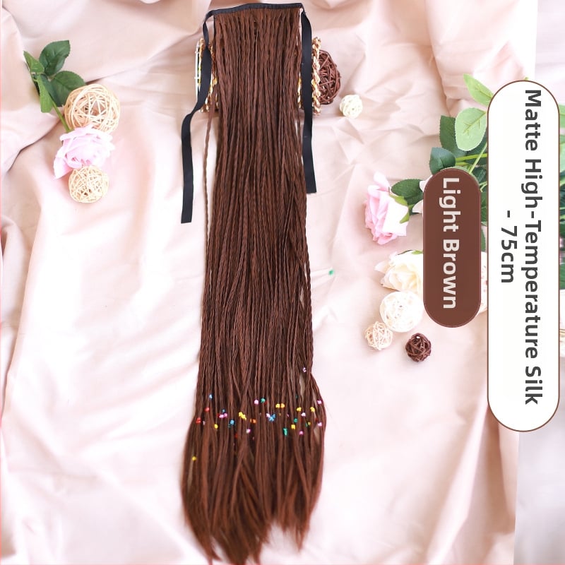 Perucă cu coadă împletită – model Braid Ponytail, fir termorezistent, Skin Beauty Wig, pentru femei, potrivită pentru orice formă a feței, nu pentru vopsire cu temperaturi înalte