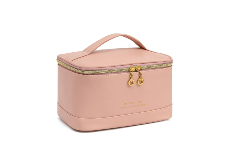 Geantă cosmetică PU patchwork, capacitate mare, gentuță portabilă pentru îngrijire a pielii, interior PU, pentru femei, lansare primăvara 2025