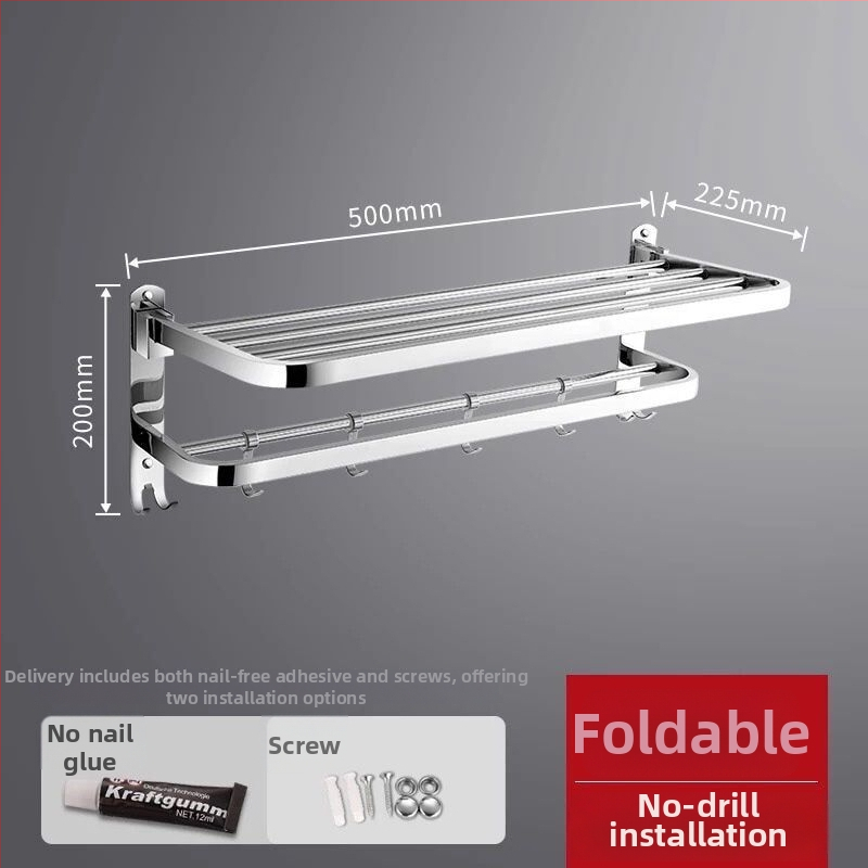 Rozsdamentes acél falra szerelhető törölközőtartó – egy soros fürdőszobai rendező, két darabos készlet, CE tanúsítvány