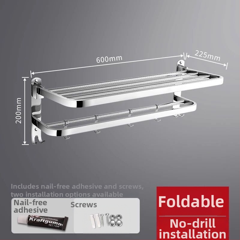 Rozsdamentes acél falra szerelhető törölközőtartó – egy soros fürdőszobai rendező, két darabos készlet, CE tanúsítvány