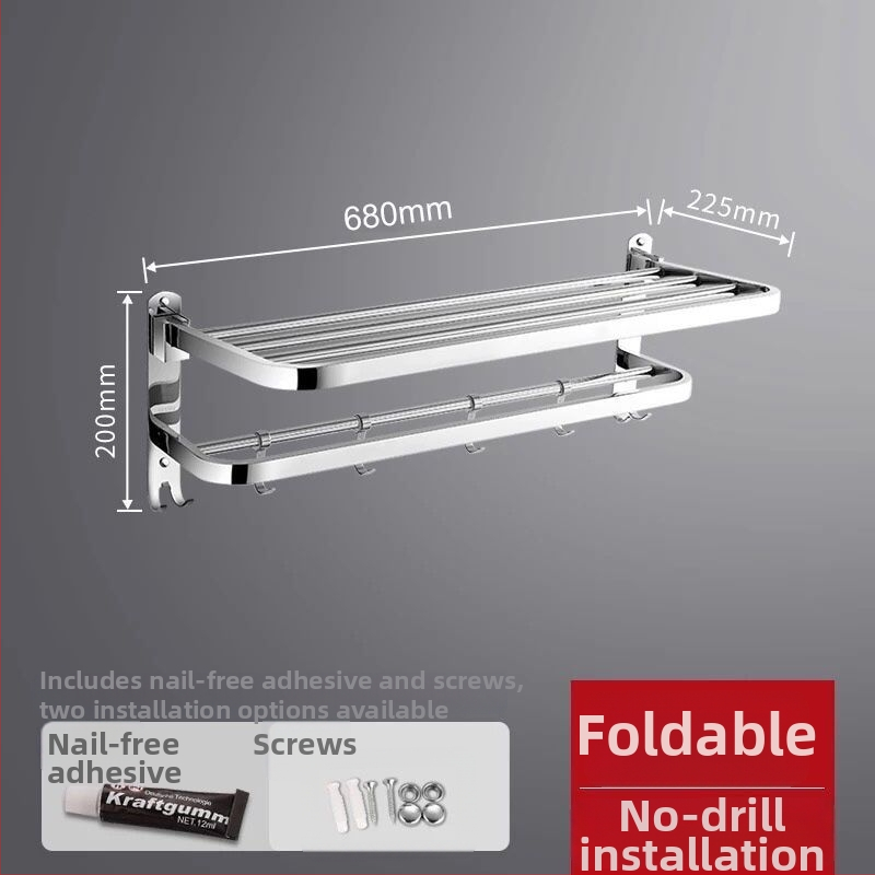 Rozsdamentes acél falra szerelhető törölközőtartó – egy soros fürdőszobai rendező, két darabos készlet, CE tanúsítvány