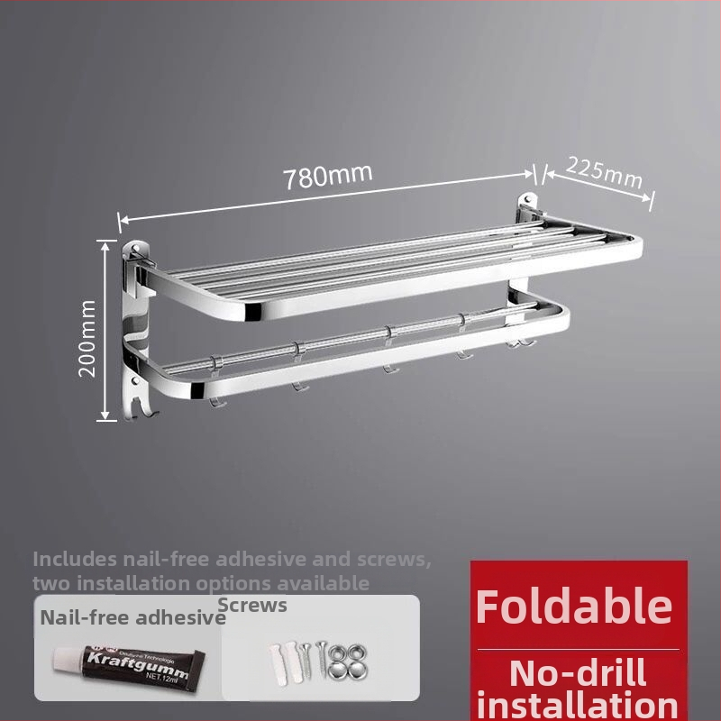 Rozsdamentes acél falra szerelhető törölközőtartó – egy soros fürdőszobai rendező, két darabos készlet, CE tanúsítvány