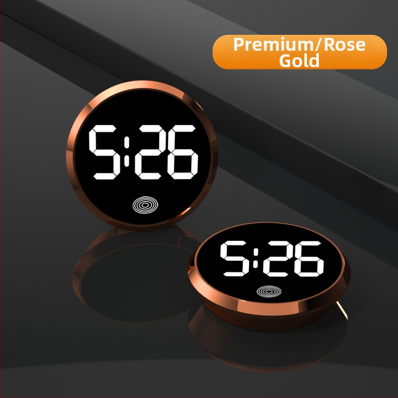 Автомобилен LED дигитален часовник: кръгъл сплавен корпус, цифров дисплей, електронен механизъм, декоративно показване на време