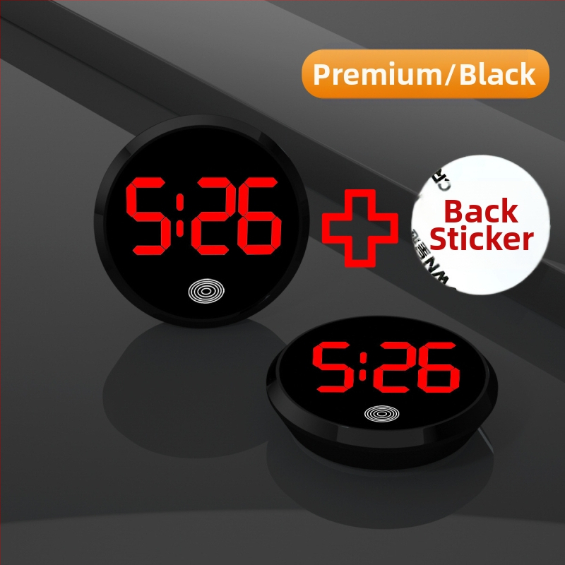 Ρολόι αυτοκινήτου LED: στρογγυλό κράμα περίβλημα, αριθμητική οθόνη, ηλεκτρονικός μηχανισμός, διακοσμητική απεικόνιση χρόνου