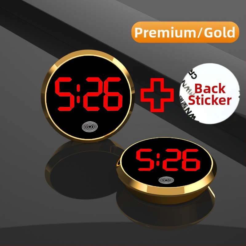 Ρολόι αυτοκινήτου LED: στρογγυλό κράμα περίβλημα, αριθμητική οθόνη, ηλεκτρονικός μηχανισμός, διακοσμητική απεικόνιση χρόνου