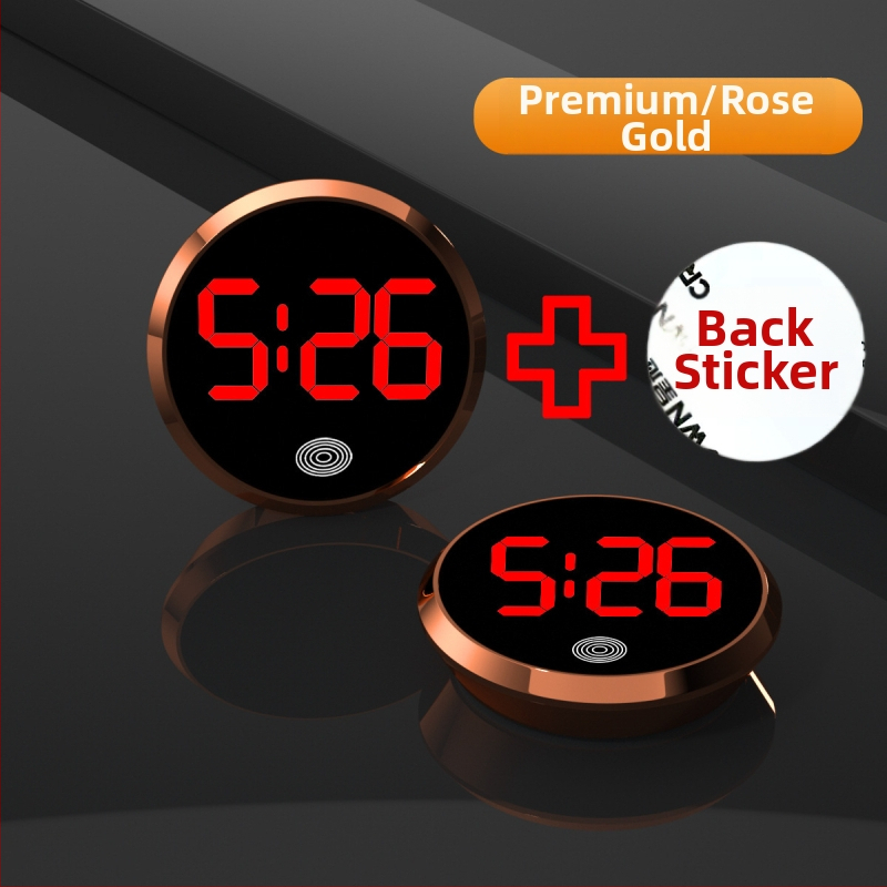 Ρολόι αυτοκινήτου LED: στρογγυλό κράμα περίβλημα, αριθμητική οθόνη, ηλεκτρονικός μηχανισμός, διακοσμητική απεικόνιση χρόνου