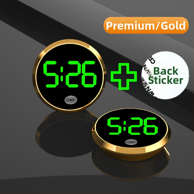 Ρολόι αυτοκινήτου LED: στρογγυλό κράμα περίβλημα, αριθμητική οθόνη, ηλεκτρονικός μηχανισμός, διακοσμητική απεικόνιση χρόνου