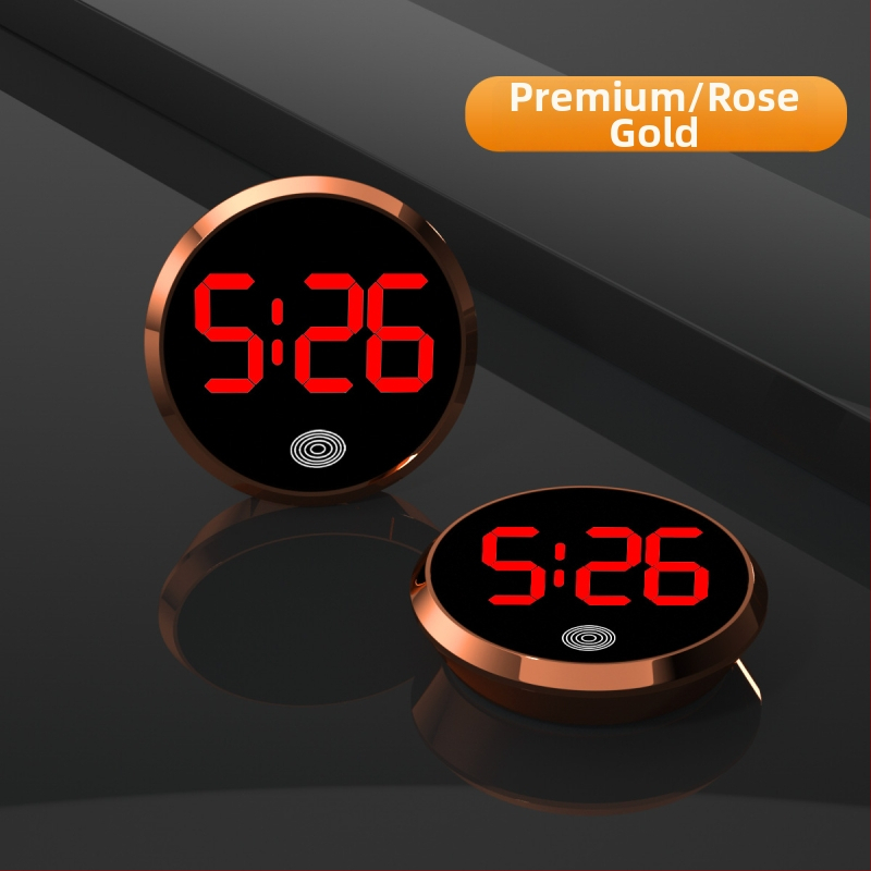 Ρολόι αυτοκινήτου LED: στρογγυλό κράμα περίβλημα, αριθμητική οθόνη, ηλεκτρονικός μηχανισμός, διακοσμητική απεικόνιση χρόνου