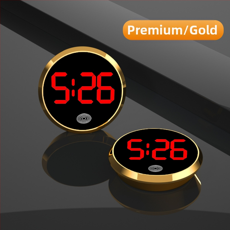 Ρολόι αυτοκινήτου LED: στρογγυλό κράμα περίβλημα, αριθμητική οθόνη, ηλεκτρονικός μηχανισμός, διακοσμητική απεικόνιση χρόνου
