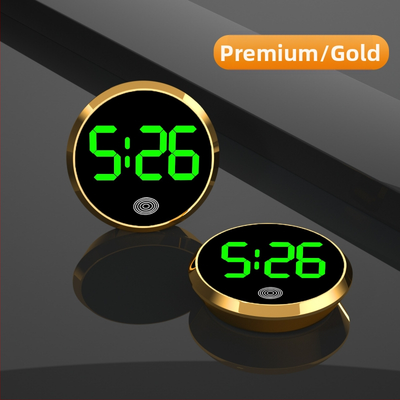 Ρολόι αυτοκινήτου LED: στρογγυλό κράμα περίβλημα, αριθμητική οθόνη, ηλεκτρονικός μηχανισμός, διακοσμητική απεικόνιση χρόνου