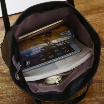 Γυναικεία PU Tote τσάντα με φερμουάρ, οριζόντιο τετράγωνο σχήμα, πολυεστερική επένδυση