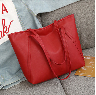 Γυναικεία PU Tote τσάντα με φερμουάρ, οριζόντιο τετράγωνο σχήμα, πολυεστερική επένδυση