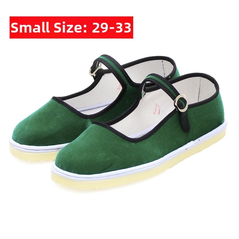 Kézzel készített tánccipő lányoknak, velúr felsőrész, talp marhaín, egyszínű dizájn, nemzeti stílus, 7–16 éveseknek
