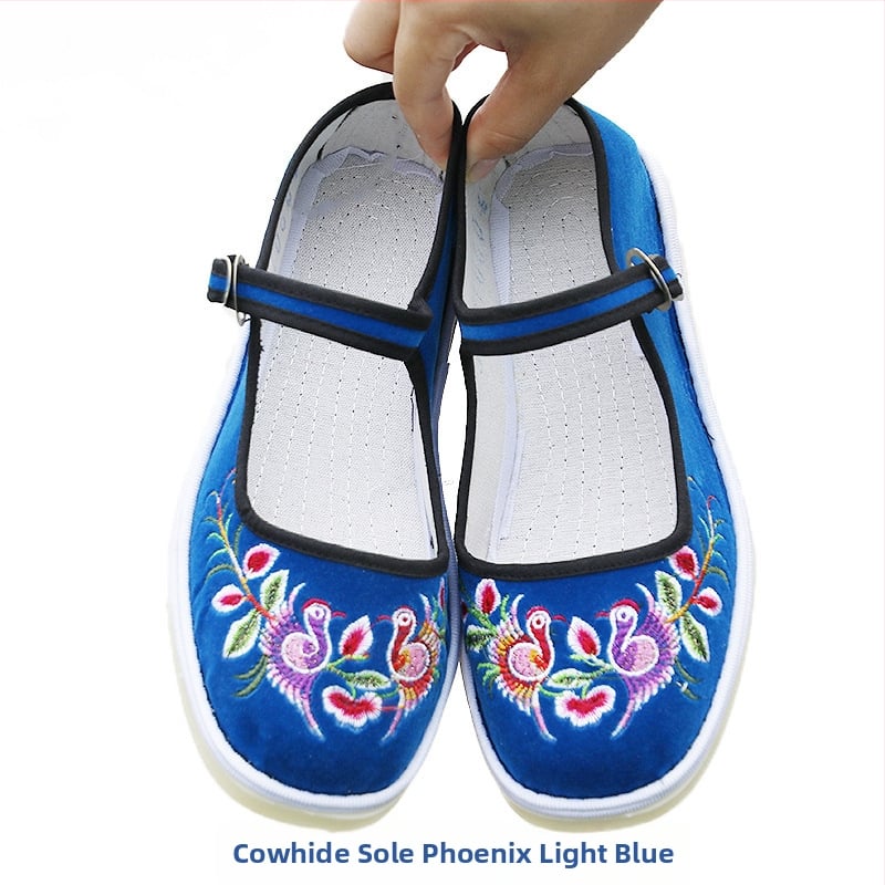 Kézzel készített tánccipő lányoknak, velúr felsőrész, talp marhaín, egyszínű dizájn, nemzeti stílus, 7–16 éveseknek