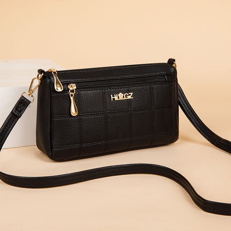 Τσάντα crossbody μίνι από PU δέρμα, οριζόντιου τετράγωνου σχήματος, φερμουάρ ανοίγματος, εσωτερική θήκη για κινητό και λαμιναρισμένη θήκη με φερμουάρ, μία ιμάντας, βαμβατένια επένδυση, αστικός μινιμαλισμός