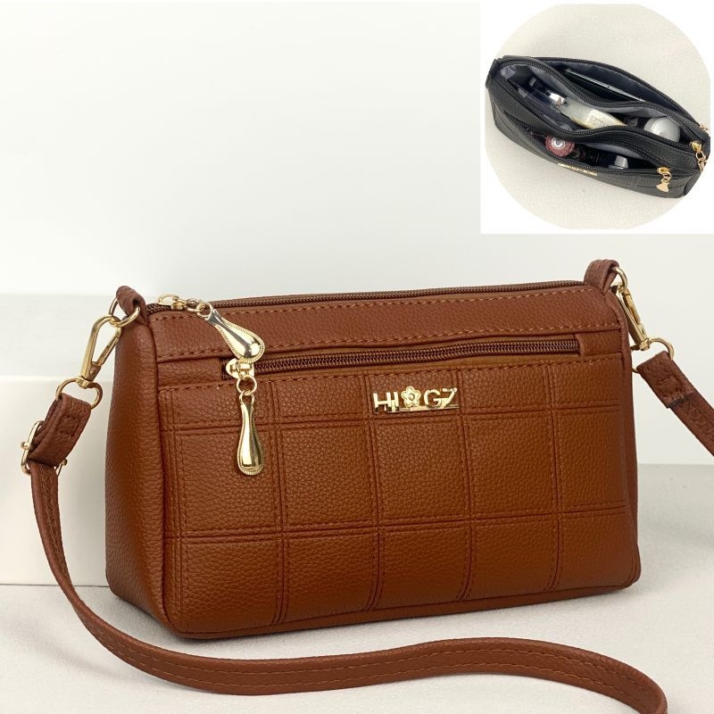 Τσάντα crossbody μίνι από PU δέρμα, οριζόντιου τετράγωνου σχήματος, φερμουάρ ανοίγματος, εσωτερική θήκη για κινητό και λαμιναρισμένη θήκη με φερμουάρ, μία ιμάντας, βαμβατένια επένδυση, αστικός μινιμαλισμός