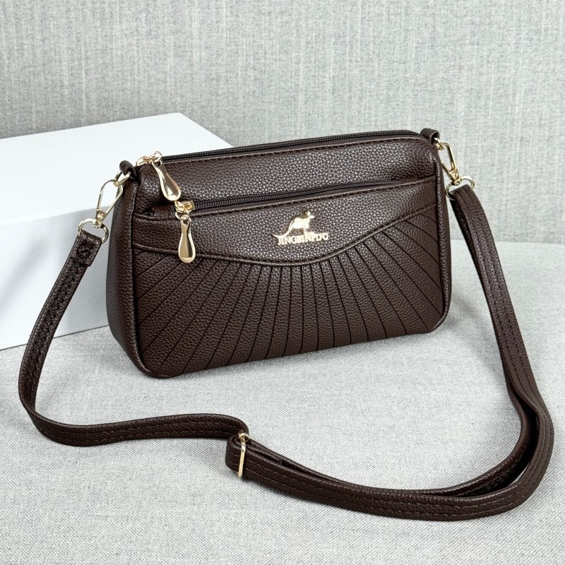 Τσάντα crossbody μίνι από PU δέρμα, οριζόντιου τετράγωνου σχήματος, φερμουάρ ανοίγματος, εσωτερική θήκη για κινητό και λαμιναρισμένη θήκη με φερμουάρ, μία ιμάντας, βαμβατένια επένδυση, αστικός μινιμαλισμός