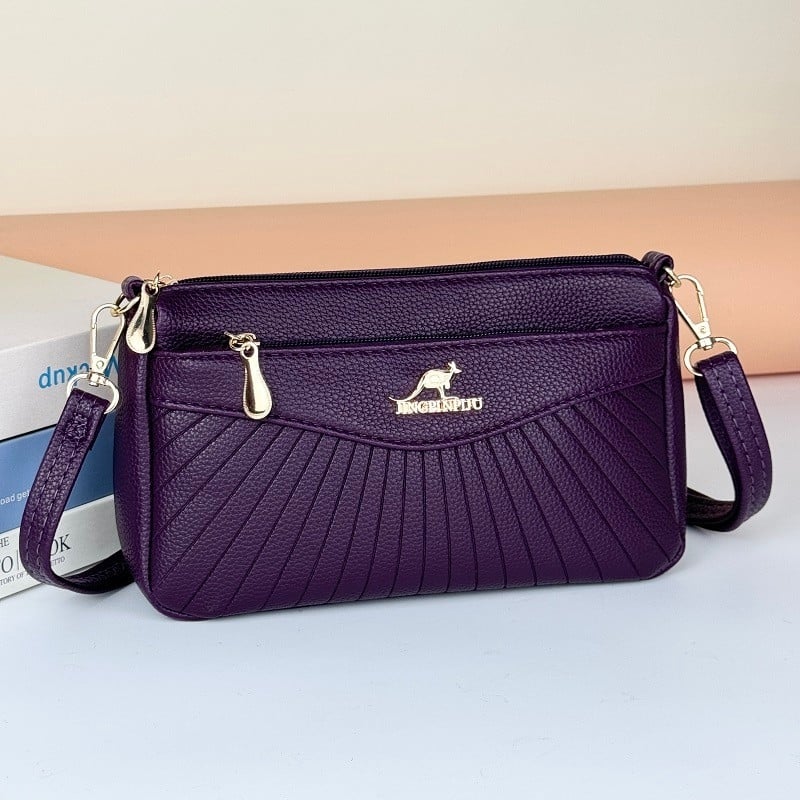 Τσάντα crossbody μίνι από PU δέρμα, οριζόντιου τετράγωνου σχήματος, φερμουάρ ανοίγματος, εσωτερική θήκη για κινητό και λαμιναρισμένη θήκη με φερμουάρ, μία ιμάντας, βαμβατένια επένδυση, αστικός μινιμαλισμός