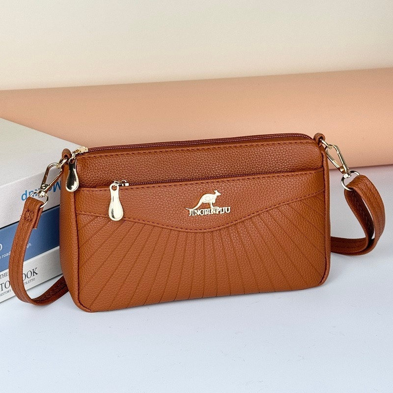 Τσάντα crossbody μίνι από PU δέρμα, οριζόντιου τετράγωνου σχήματος, φερμουάρ ανοίγματος, εσωτερική θήκη για κινητό και λαμιναρισμένη θήκη με φερμουάρ, μία ιμάντας, βαμβατένια επένδυση, αστικός μινιμαλισμός