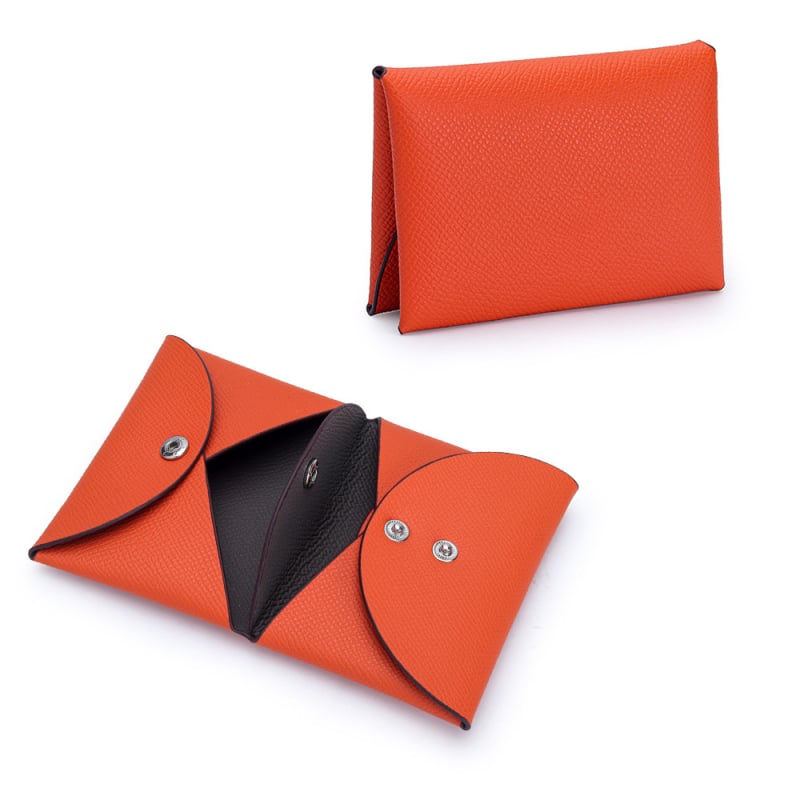 Νομισματοθήκη από γνήσιο δέρμα με τύπωμα παλάμης, 2 πτυχές, επεκτάσιμη, αστικός μινιμαλιστικός σχεδιασμός