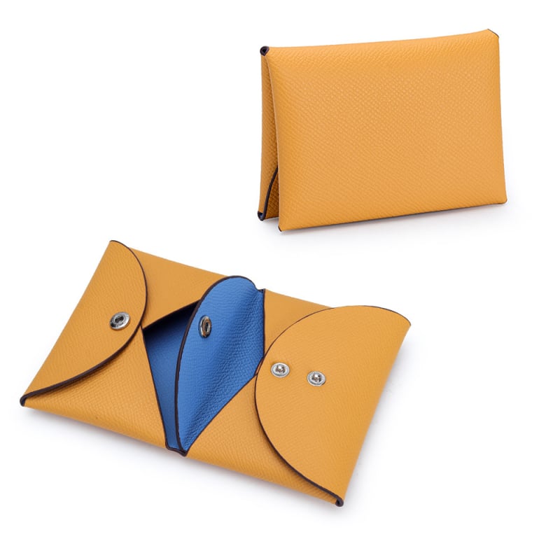 Νομισματοθήκη από γνήσιο δέρμα με τύπωμα παλάμης, 2 πτυχές, επεκτάσιμη, αστικός μινιμαλιστικός σχεδιασμός