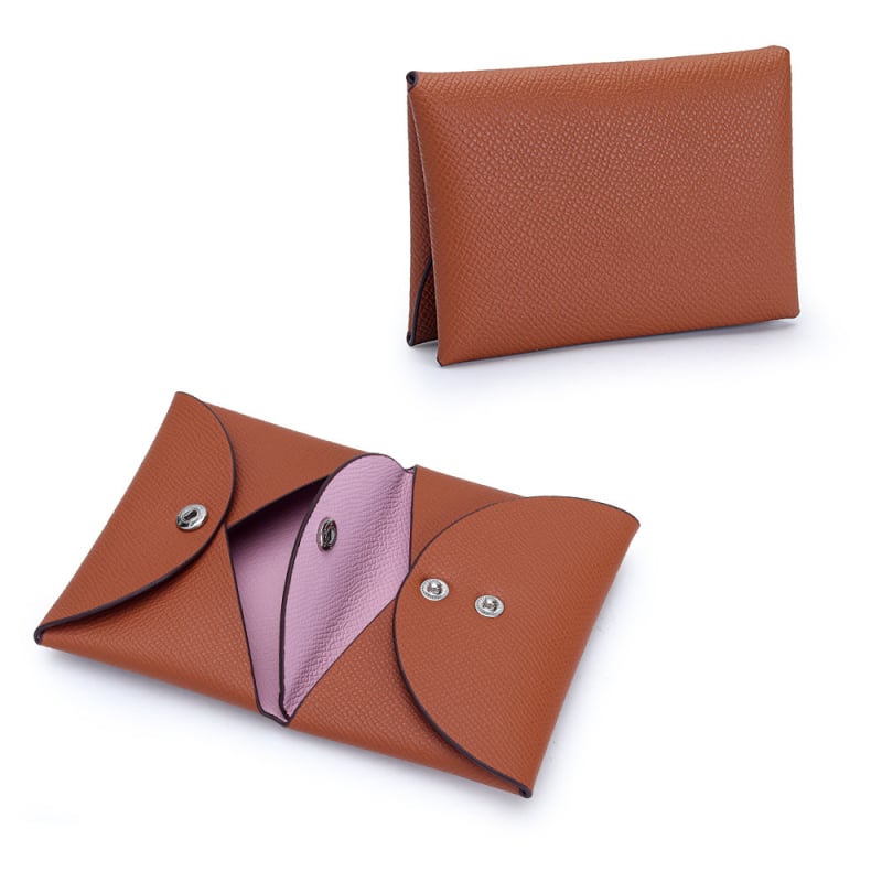 Νομισματοθήκη από γνήσιο δέρμα με τύπωμα παλάμης, 2 πτυχές, επεκτάσιμη, αστικός μινιμαλιστικός σχεδιασμός