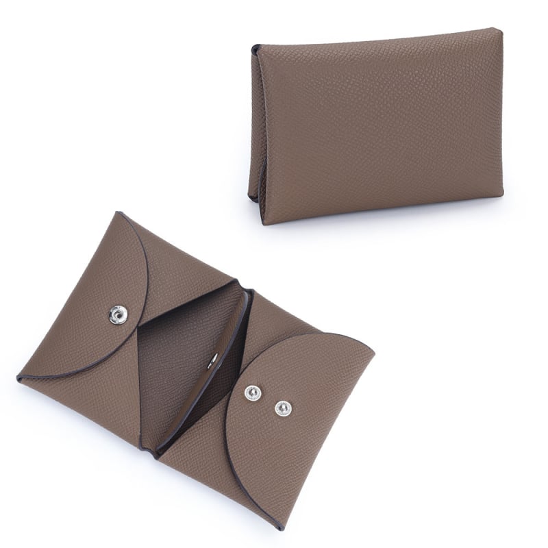 Νομισματοθήκη από γνήσιο δέρμα με τύπωμα παλάμης, 2 πτυχές, επεκτάσιμη, αστικός μινιμαλιστικός σχεδιασμός