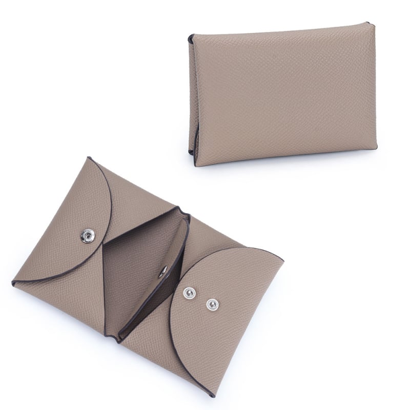 Νομισματοθήκη από γνήσιο δέρμα με τύπωμα παλάμης, 2 πτυχές, επεκτάσιμη, αστικός μινιμαλιστικός σχεδιασμός