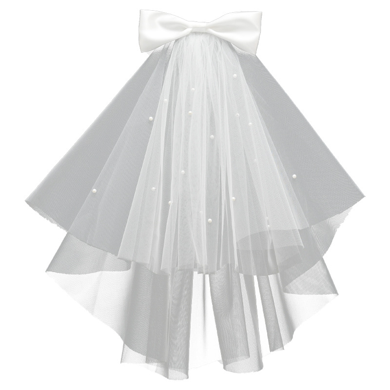 Νυφική διακόσμηση κεφαλής με διπλό στρώμα υφάσματος, μινιμαλιστικό γυναικείο στυλ, σχεδίαση φιόγκου