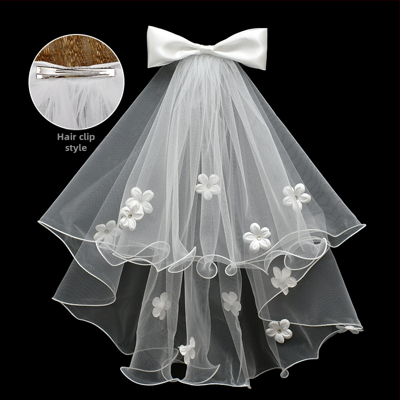 Νυφική διακόσμηση κεφαλής με διπλό στρώμα υφάσματος, μινιμαλιστικό γυναικείο στυλ, σχεδίαση φιόγκου