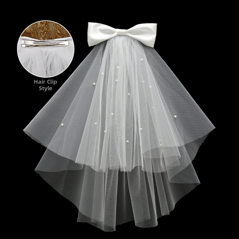 Νυφική διακόσμηση κεφαλής με διπλό στρώμα υφάσματος, μινιμαλιστικό γυναικείο στυλ, σχεδίαση φιόγκου