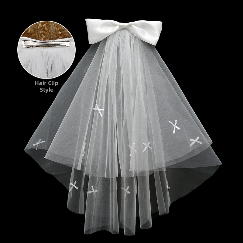 Νυφική διακόσμηση κεφαλής με διπλό στρώμα υφάσματος, μινιμαλιστικό γυναικείο στυλ, σχεδίαση φιόγκου