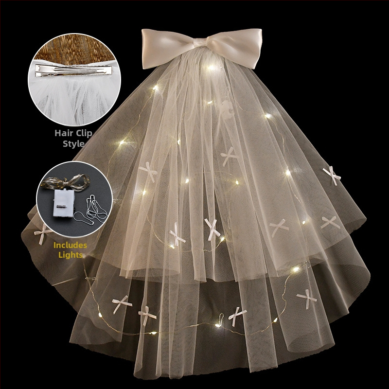 Νυφική διακόσμηση κεφαλής με διπλό στρώμα υφάσματος, μινιμαλιστικό γυναικείο στυλ, σχεδίαση φιόγκου