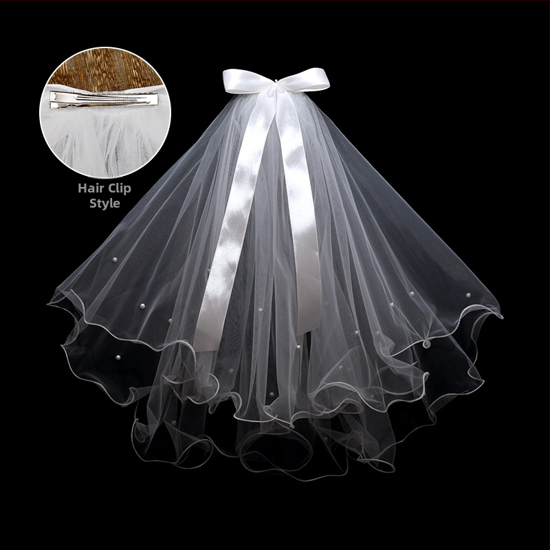 Νυφική διακόσμηση κεφαλής με διπλό στρώμα υφάσματος, μινιμαλιστικό γυναικείο στυλ, σχεδίαση φιόγκου