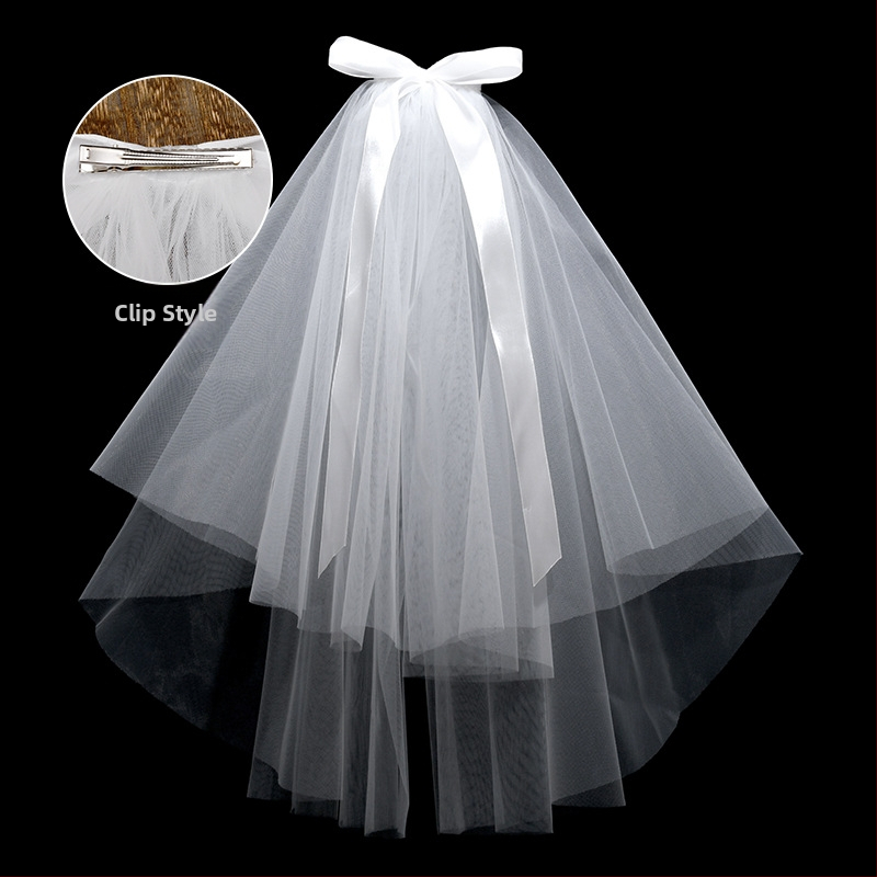 Νυφική διακόσμηση κεφαλής με διπλό στρώμα υφάσματος, μινιμαλιστικό γυναικείο στυλ, σχεδίαση φιόγκου