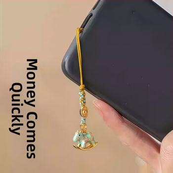 Αλυσίδα τηλεφώνου από μέταλλο με ηλεκτροπλατινισμένο φινίρισμα, μοτίβο αλογάκι κουνιστό, κινέζικο στυλ, άνοιξη 2025 κυκλοφορία