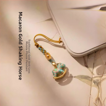 Αλυσίδα τηλεφώνου από μέταλλο με ηλεκτροπλατινισμένο φινίρισμα, μοτίβο αλογάκι κουνιστό, κινέζικο στυλ, άνοιξη 2025 κυκλοφορία