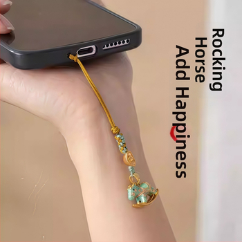 Αλυσίδα τηλεφώνου από μέταλλο με ηλεκτροπλατινισμένο φινίρισμα, μοτίβο αλογάκι κουνιστό, κινέζικο στυλ, άνοιξη 2025 κυκλοφορία