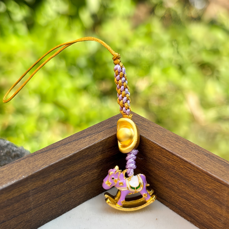 Αλυσίδα τηλεφώνου από μέταλλο με ηλεκτροπλατινισμένο φινίρισμα, μοτίβο αλογάκι κουνιστό, κινέζικο στυλ, άνοιξη 2025 κυκλοφορία