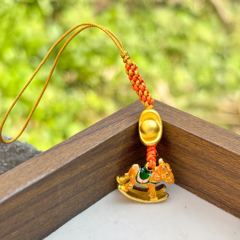 Αλυσίδα τηλεφώνου από μέταλλο με ηλεκτροπλατινισμένο φινίρισμα, μοτίβο αλογάκι κουνιστό, κινέζικο στυλ, άνοιξη 2025 κυκλοφορία