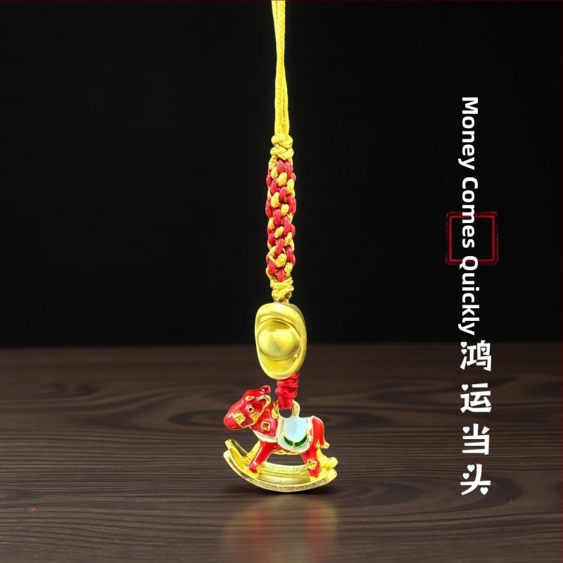 Αλυσίδα τηλεφώνου από μέταλλο με ηλεκτροπλατινισμένο φινίρισμα, μοτίβο αλογάκι κουνιστό, κινέζικο στυλ, άνοιξη 2025 κυκλοφορία