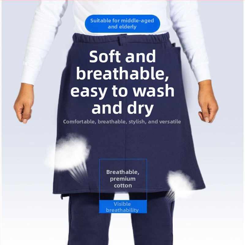 Παντελόνια περίθαλψης για κατάκοιτους με ανοιχτό καβάλο, υψηλή μέση, βαμβακερό ύφασμα, λεπτή ύφανση, μικροελαστικό