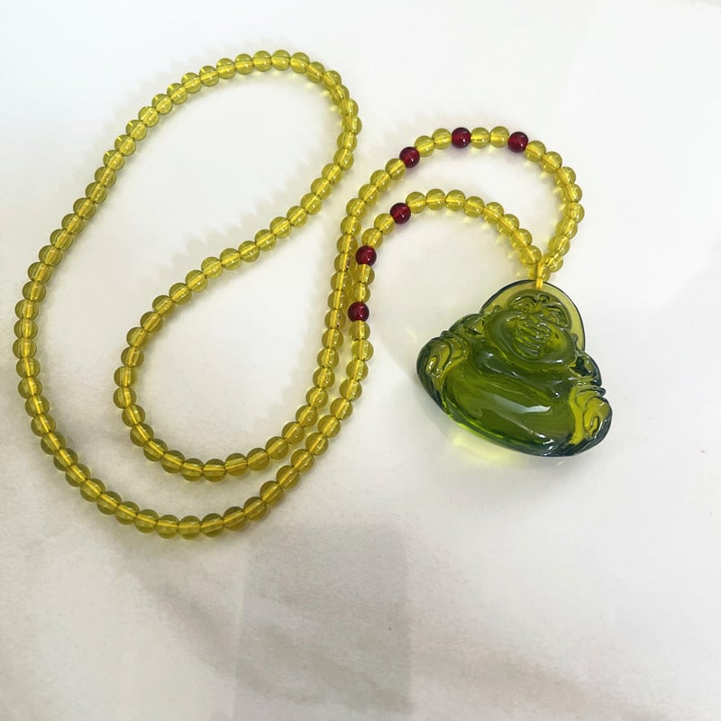 Colier cu design geometric, Material plastic/rezină, Lanț cu bile, Greutate 40 g