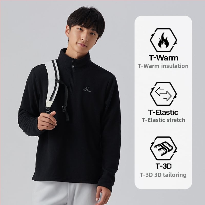 Флийс жакет за унисекс — без качулка, тъкан от смесени химически влакна, подплата полиестер