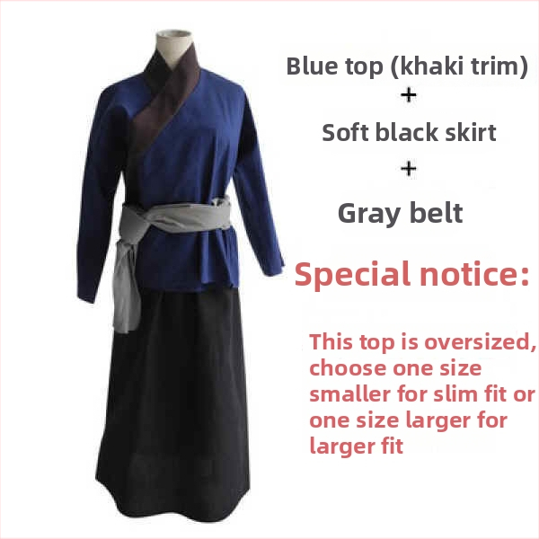 Unisex kostým z dynastie Han: top a dlhá sukňa na divadelné predstavenia, polyester 95%+