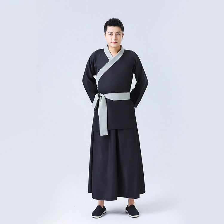 Unisex kostým z dynastie Han: top a dlhá sukňa na divadelné predstavenia, polyester 95%+