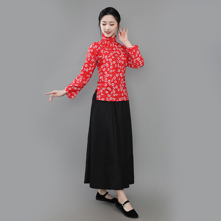 Unisex kostým z dynastie Han: top a dlhá sukňa na divadelné predstavenia, polyester 95%+