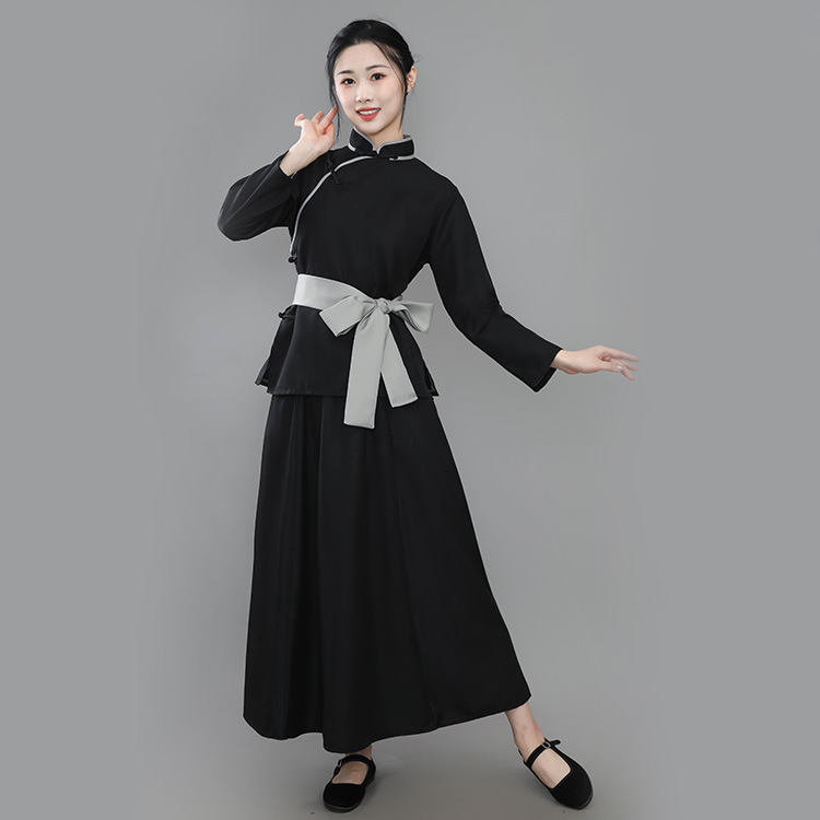 Unisex kostým z dynastie Han: top a dlhá sukňa na divadelné predstavenia, polyester 95%+