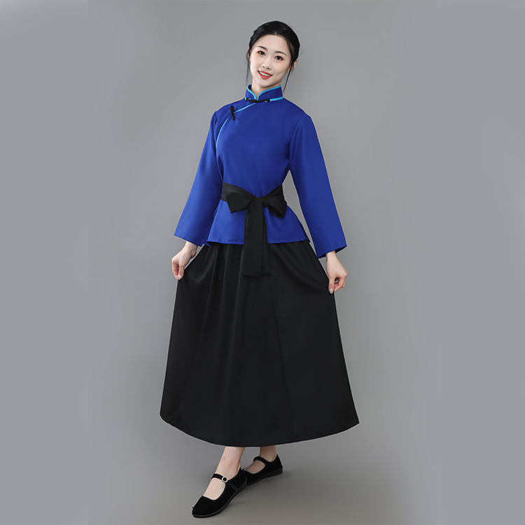 Unisex kostým z dynastie Han: top a dlhá sukňa na divadelné predstavenia, polyester 95%+